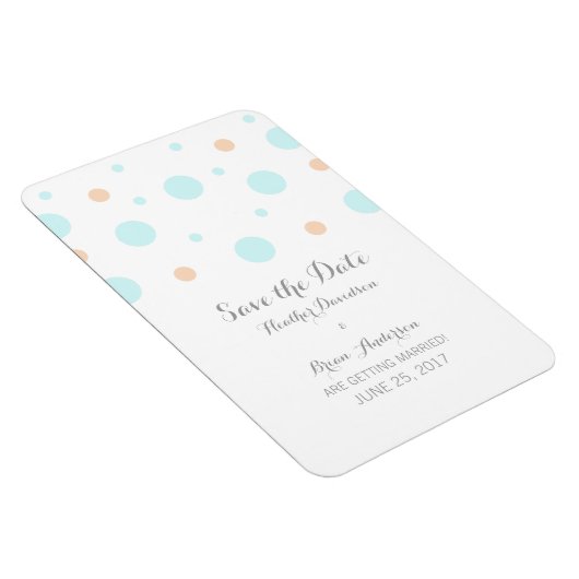 Coral Turquoise Confetti Save the Date Magnet Magneet (Rechterzijde)