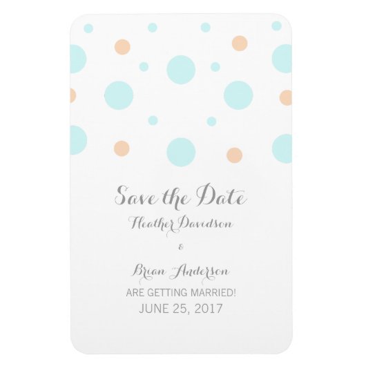 Coral Turquoise Confetti Save the Date Magnet Magneet (Verticaal)