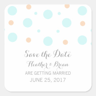 Coral Turquoise Confetti Save the Date Stickers