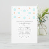 Coral Turquoise Confetti Wedding Invite Kaart (Staand voorkant)