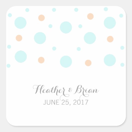 Coral Turquoise Confetti Wedding Stickers (Voorkant)