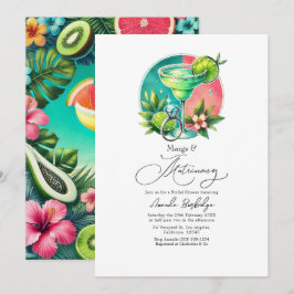 Coral, Turquoise en Lime Margs & Matrimony Bruidsm Kaart