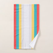 Coral Turquoise Geel Witte Stripes Bad Handdoek (Handdoek)