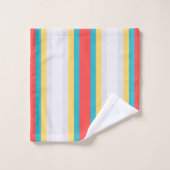 Coral Turquoise Geel Witte Stripes Bad Handdoek (Wasdoekje)