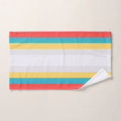 Coral Turquoise Geel Witte Stripes Bad Handdoek (Handdoek)