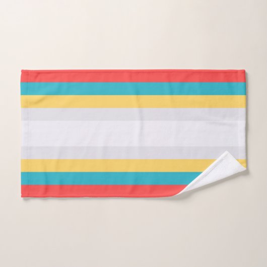 Coral Turquoise Geel Witte Stripes Bad Handdoek (Handdoek)