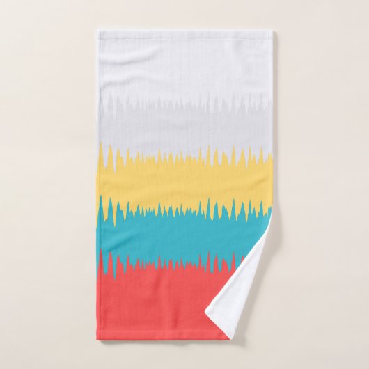 Coral Turquoise Geel Witte Stripes Bad Handdoek (Handdoek)