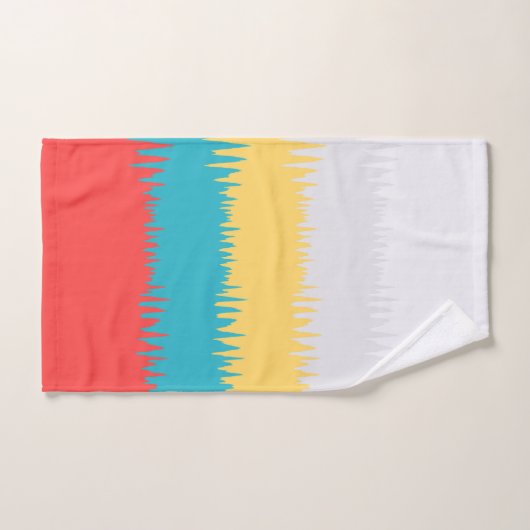 Coral Turquoise Geel Witte Stripes Bad Handdoek (Handdoek)