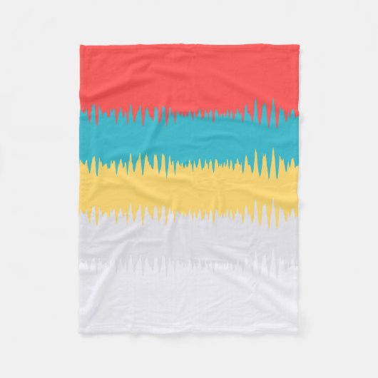 Coral Turquoise Geel Witte Stripes Fleece Deken (Voorkant)