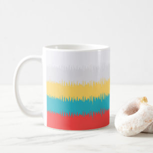 Coral Turquoise Geel Witte Stripes Koffiemok
