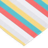 Coral Turquoise Geel Witte Stripes Tafelkleed (Gekanteld)