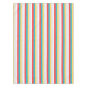 Coral Turquoise Geel Witte Stripes Tafelkleed (Voorkant)