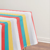 Coral Turquoise Geel Witte Stripes Tafelkleed (Voorbeeld)