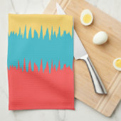 Coral Turquoise Geel Witte Stripes Theedoek (Quarter Fold)