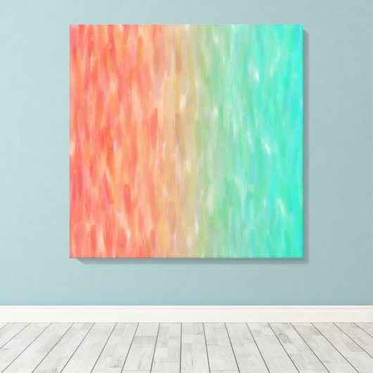 Coral & Turquoise Ombre Waterverf Blauwgroen Sinaa Canvas Afdruk (Insitu (Houten vloer))