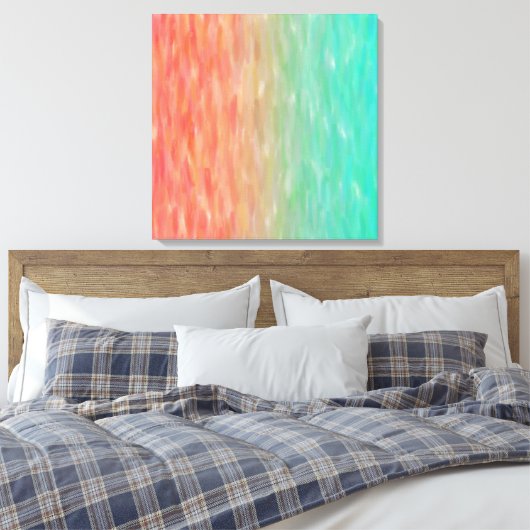 Coral & Turquoise Ombre Waterverf Blauwgroen Sinaa Canvas Afdruk (Insitu (Slaapkamer))