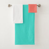 Coral Turquoise White Solid Pattern Bad Handdoek (Insitu)