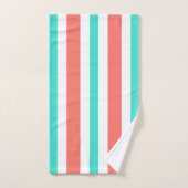 Coral Turquoise White Stripes Bad Handdoek (Handdoek)