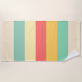 Coral Turquoise Yellow Beige Stripes Strandlaken (Voorkant)