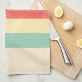 Coral Turquoise Yellow Beige Stripes Theedoek (Quarter Fold)