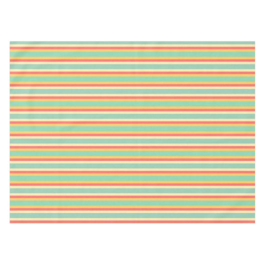 Coral Turquoise Yellow Stripes Tafelkleed (Voorkant (Horizontaal))
