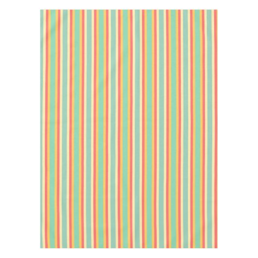 Coral Turquoise Yellow Stripes Tafelkleed (Voorkant)