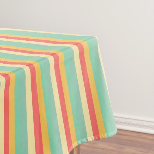 Coral Turquoise Yellow Stripes Tafelkleed (Voorbeeld)