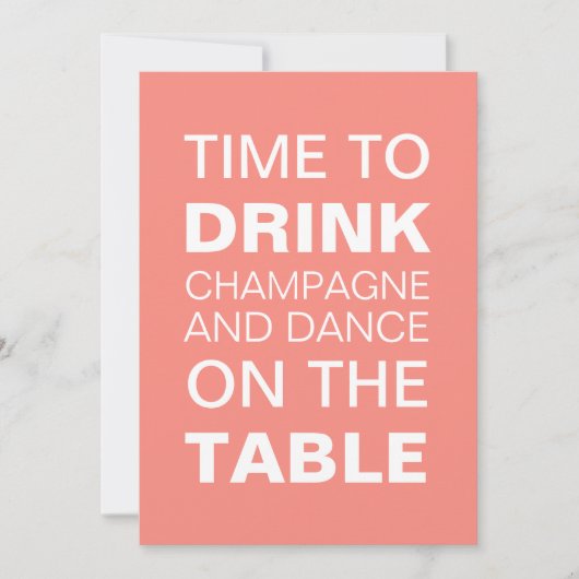 Coral Typography 21st Birthday Invitation Kaart (Voorkant)