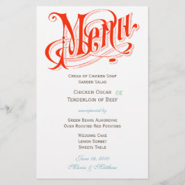 Coral  Typography Chalkboard Wedding Menu