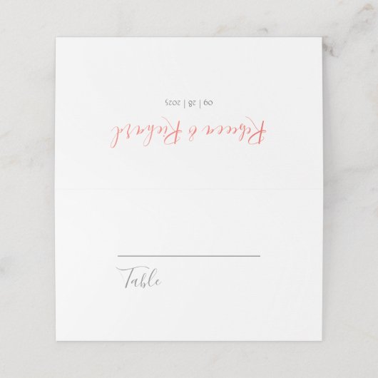 Coral Typography Wedding Plaatskaartje (Buitenkant ongevouwen)