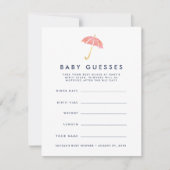 Coral Umbrella Baby shower Guessing spel Kaart (Voorkant)