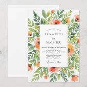 Coral Verdant Floral Wedding Kaart (Voorkant / Achterkant)
