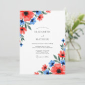 Coral Vibrant Spring Wedding Kaart (Staand voorkant)