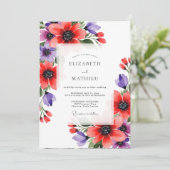 Coral Violet Artistic Bloom Wedding Kaart (Staand voorkant)