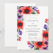 Coral Violet Artistic Bloom Wedding Kaart (Voorkant / Achterkant)