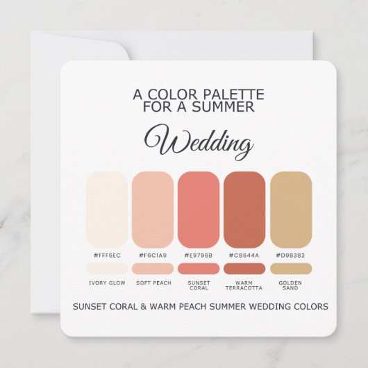 Coral Warm Peach Summer Wedding Palette 2026 Card Kaart (Voorkant)