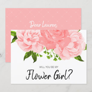 Coral Watercolor Bloemen Meisje Card Kaart