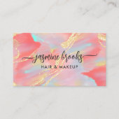 Coral Waterverf Gold Glitter Visitekaartje (Voorkant)