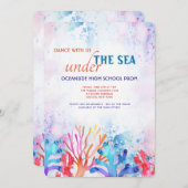 Coral Waterverf Prom-uitnodiging Kaart (Voorkant / Achterkant)