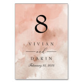 Coral Waterverf Table Number Sign Rustic Weddensch Kaart (Voorkant)