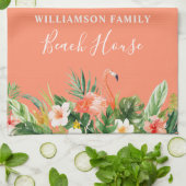 Coral Waterverf Tropical Floral Beach House Theedoek (Gevouwen)