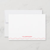 Coral Wavy Retro Wedding Bedankkaart (Achterkant)