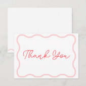 Coral Wavy Retro Wedding Bedankkaart (Voorkant / Achterkant)