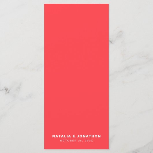 Coral Wavy Retro Wedding Menu (Achterkant)