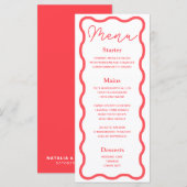 Coral Wavy Retro Wedding Menu (Voorkant / Achterkant)