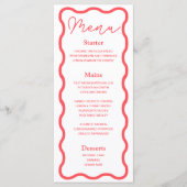 Coral Wavy Retro Wedding Menu (Voorkant)