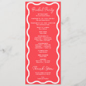 Coral Wavy Retro Wedding Programmakaart (Achterkant)