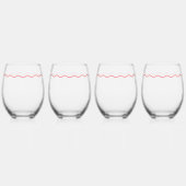 Coral Wavy Retro Wedding Wijnglas Zonder Voet (Voorkant)