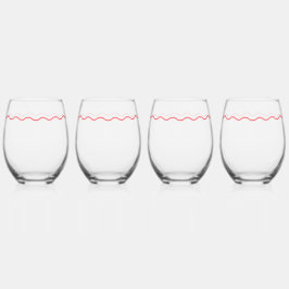 Coral Wavy Retro Wedding Wijnglas Zonder Voet