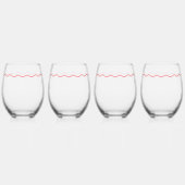 Coral Wavy Retro Wedding Wijnglas Zonder Voet (Achterkant)